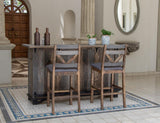 Barstool 30" - Loft Brown Pine Wood Bar Stool with Backrest
