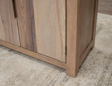 4 Door 93" Natural Parota TV Stand with Storage Shelves