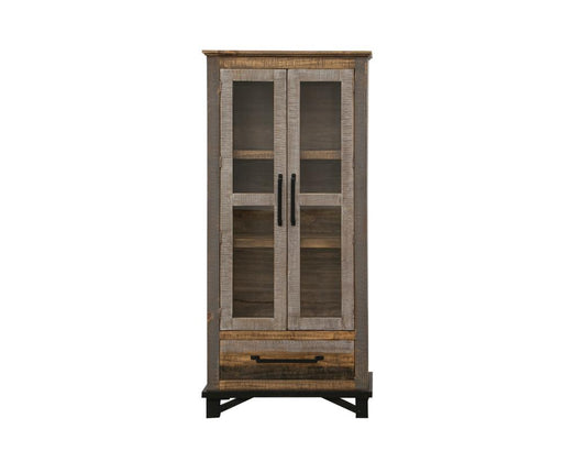 1 Drawer 2 Doors Cabinet - Loft Brown Pine Wood Collection