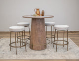 Upholstered Barstool 30" - Wooden Frame Metal Base Chair