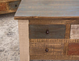 1 Drawer Chairside Table - Rustic Antique Multicolor Pine