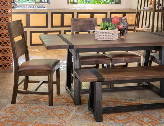 Seat Chair - Ladder Back Dining Chair with Faux Leather
