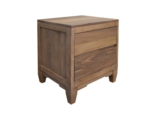 2 Drawer Parota Wood Nightstand - Elegant Bedroom Furniture
