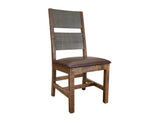 Wooden Chair - Antique Multicolor Pine Wood Seating with Leather