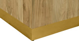 Acacia End Table with Rich Wood Grain and Gold Metal Base for a Modern Contemporary Look