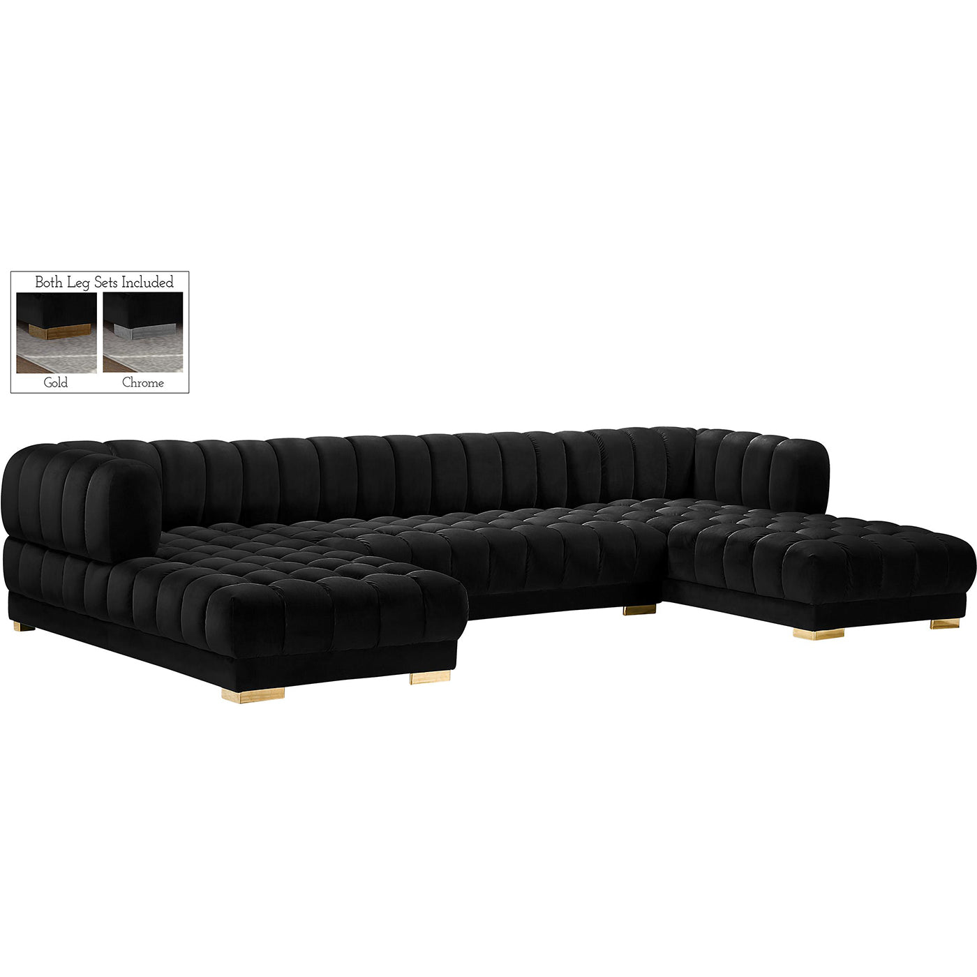 Gwen Velvet 3pc. Sectional