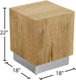 Acacia End Table with Rich Wood Grain and Gold Metal Base for a Modern Contemporary Look