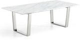 Carlton Contemporary Chrome Coffee Table with Genuine Marble Veneer Top for Modern Living Rooms