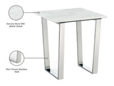 Carlton Chrome End Table with Solid Stone Top - Modern Marble Veneer Design for Your Living Room
