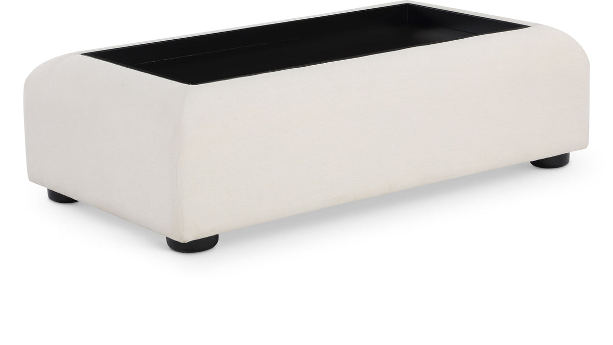 Diana Cream Coffee Table - Elegant Art Deco Design with Textured Fabric for Modern Living Spaces