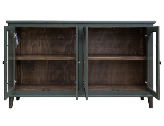 4 Glass Doors Console | Mid-Century Modern Genova Wood Console