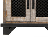 Loft Brown Electric Fireplace TV Stand | Pine Wood & Iron