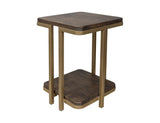 Metal Base Chairside Table | Modern Mango Wood Design with Gold Finish