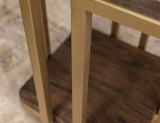 Metal Base Chairside Table | Modern Mango Wood Design with Gold Finish
