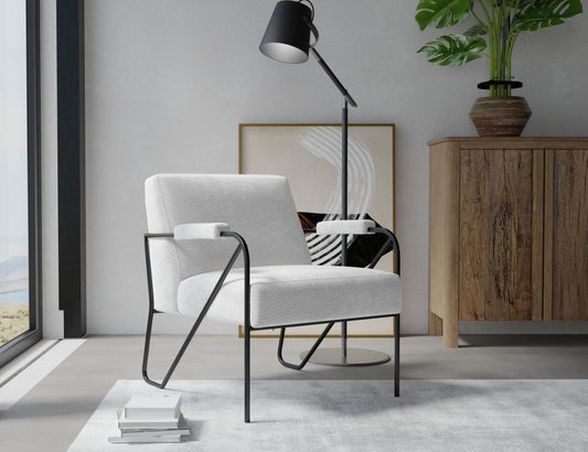 Lotus Armchair - Wooden Frame & Metal Base Comfort Chair