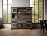 6 Drawer 6 Door Buffet Hutch - Loft Brown Pine Wood Collection