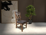 Wooden Dining Chair - Loft Brown Solid Pine with Fabric Upholstery