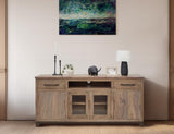 Natural Parota TV Stand - 2 Drawer 2 Door Glass TV Console
