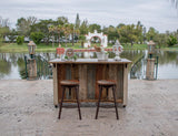 Antique Multicolor Adjustable Swivel Barstool | Variable Height