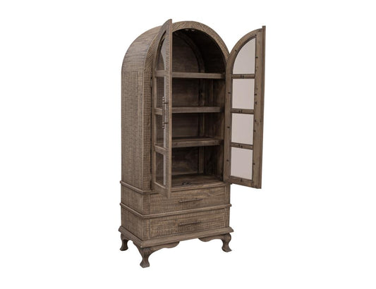 2 Drawer 2 Door Cabinet - Arlette Solid Pine Wood Bookcase