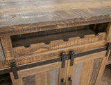 2 Drawer 2 Doors Bar | Loft Brown Pine Wood Hand-Stained