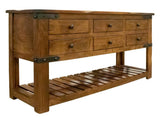 6 Drawer Sofa Table | Parota Wood Hand-Distressed Console