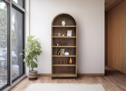 6 Shelf Natural Parota Bookcase - Elegant Storage Solution