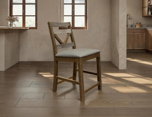 Loft Brown 24" Barstool - Pine Wood with Backrest
