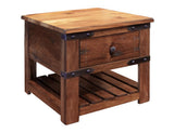 1 Drawer End Table | Parota Wood with Metal Details