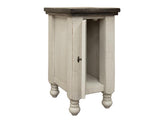 1 Door Chairside Table - Farmhouse White Pine Wood Storage