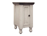 1 Door Chairside Table - Farmhouse White Pine Wood Storage