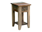 1 Drawer Chairside Table | Rustic Antique Multicolor Pine