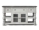 3 Drawer 2 Glass Door 60" TV Stand | Stone Collection Farmhouse