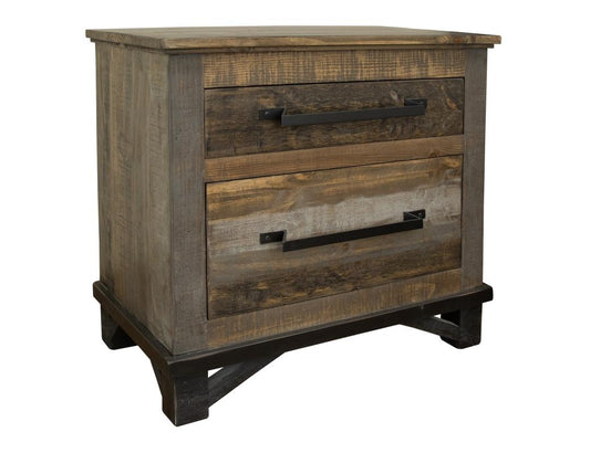 2 Drawer Nightstand | Loft Brown Pine Wood Collection