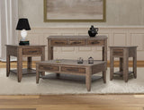 1 Drawer 1 Shelf End Table - Natural Teca Wood & Metal Design
