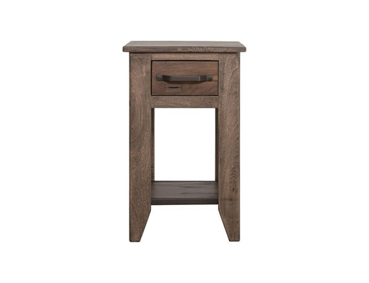 1 Drawer 1 Shelf Chairside Table - Natural Teca Wood Design