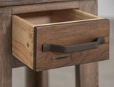 1 Drawer 1 Shelf Chairside Table - Natural Teca Wood Design