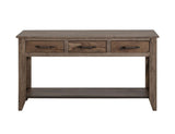 3 Drawer 1 Shelf Sofa Table | Natural Teca Wood & Metal Design