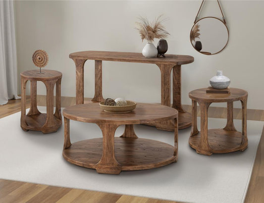 1 Shelf Cocktail Table - Handcrafted Mango & Teak Wood