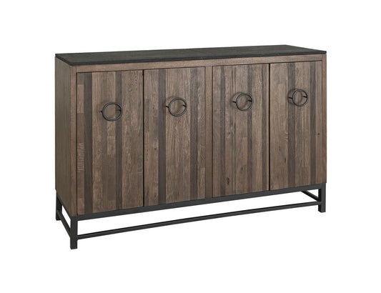 Ebano 4 Door Console - Natural Stone Top & Metal Base