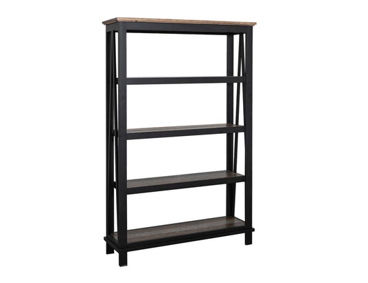4 Shelf Bookcase - Industrial Wood & Metal Storage | Loft Brown