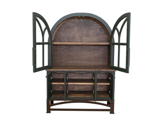 6 Door Obsidian Hutch - Mid-Century French Dining Furniture