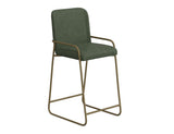 Upholstered Barstool with Wooden Frame & Metal Base | Modern Bar Seating