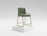 Upholstered Barstool with Wooden Frame & Metal Base | Modern Bar Seating