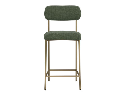 Upholstered Barstool with Wooden Frame & Metal Base | Modern Bar Seating