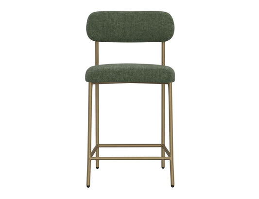 Upholstered Barstool with Wooden Frame & Metal Base | Modern Bar Seating