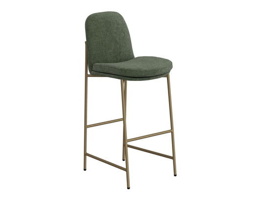 Upholstered Barstool with Wooden Frame & Metal Base | Modern Bar Seating
