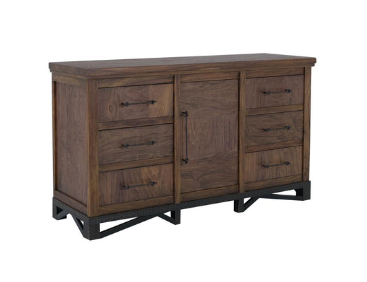 6 Drawer 1 Door Walnut Dresser | Parota Wood Storage