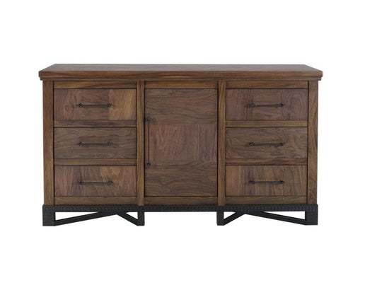 6 Drawer 1 Door Walnut Dresser | Parota Wood Storage