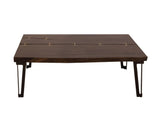 Walnut Cocktail Table with Live-Edge Parota Wood & Gold Metal Inlays